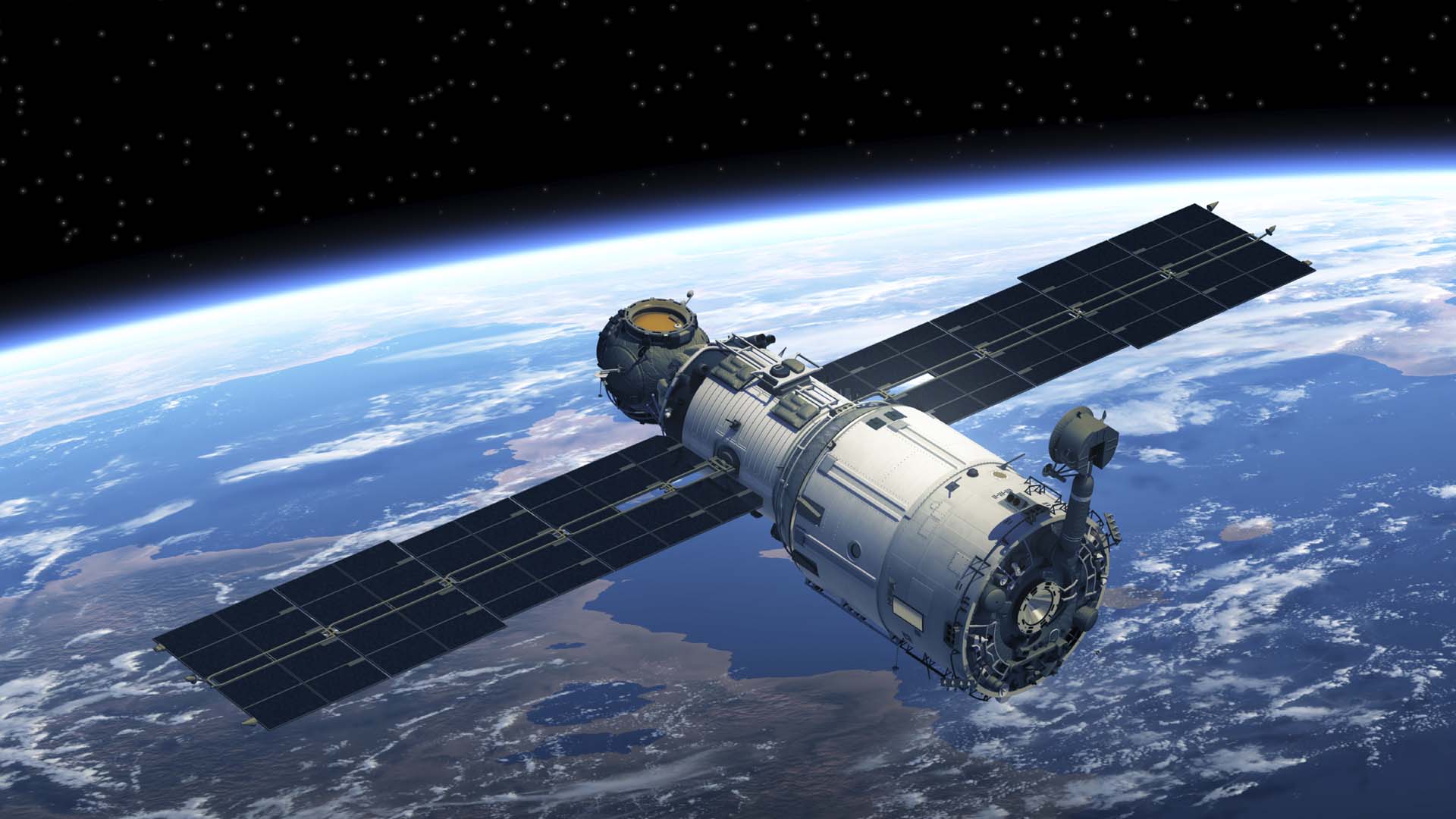 Space background with satellite